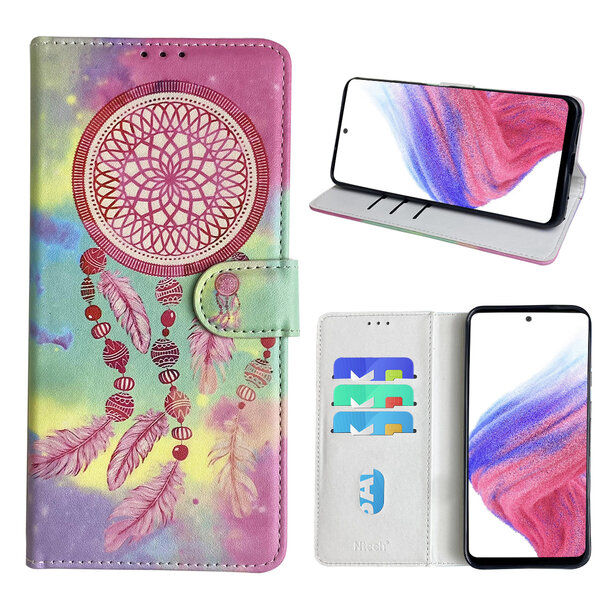 Ntech Hoesje geschikt voor Samsung Galaxy A53 Bookcase met dromenvanger print Roze