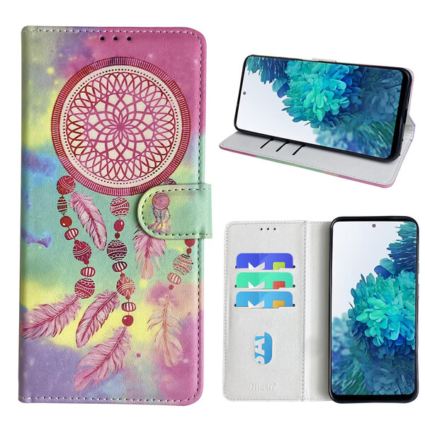 Ntech Hoesje geschikt voor Samsung Galaxy S20 FE 5G Bookcase met dromenvanger print Roze