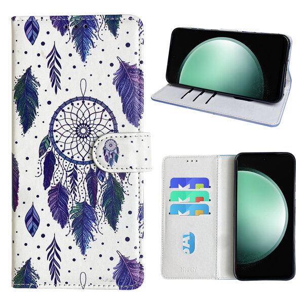 Ntech Hoesje geschikt voor Samsung Galaxy S23 FE Bookcase met dromenvanger print Roze