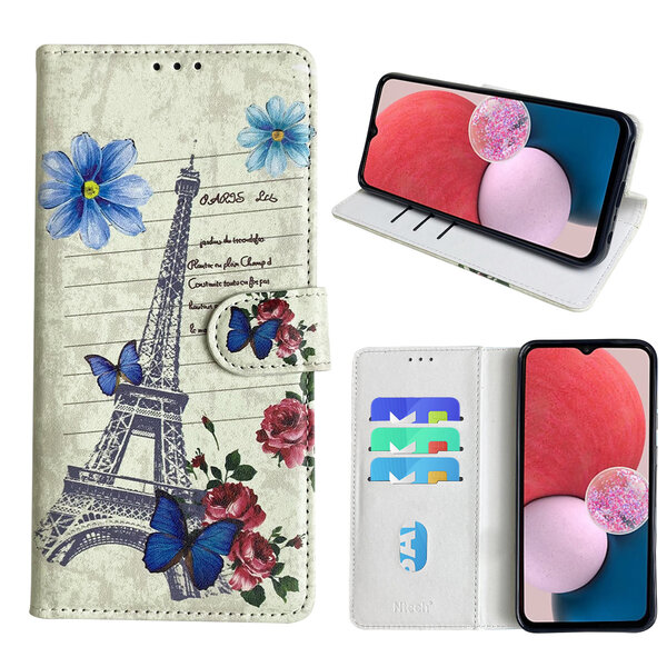 Ntech Hoesje geschikt voor Samsung Galaxy A13 4G Bookcase met Eiffel Toren /Parijs