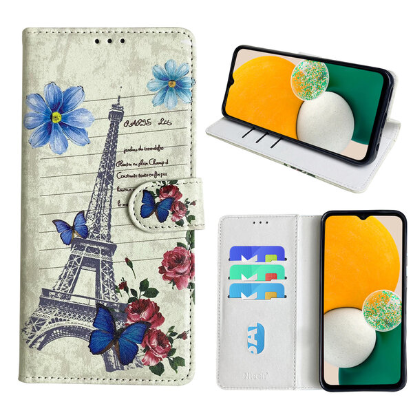 Ntech Hoesje geschikt voor Samsung Galaxy A13 5G Bookcase met Eiffel Toren /Parijs