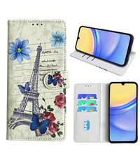 Ntech Samsung Galaxy A15 Bookcase met Eiffel Toren