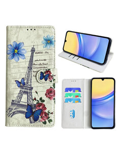 Ntech Samsung Galaxy A15 Bookcase met Eiffel Toren