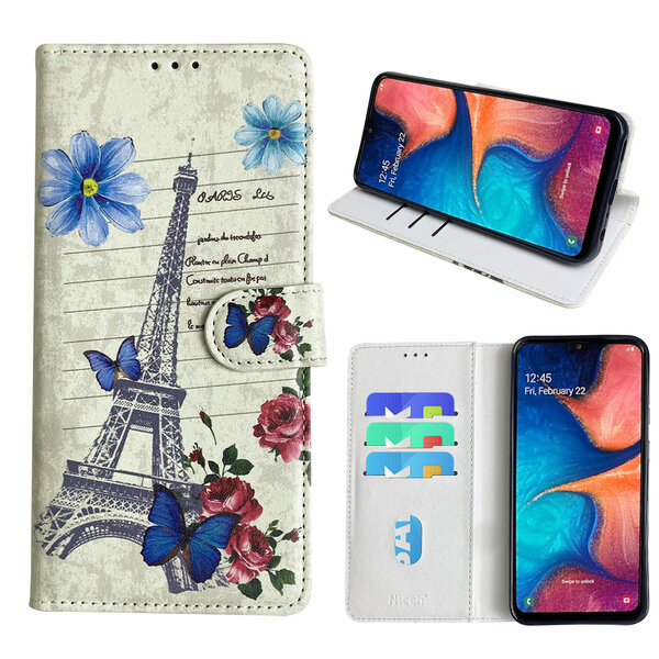 Ntech Hoesje geschikt voor Samsung Galaxy A20e Bookcase met Eiffel Toren /Parijs