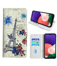 Ntech Samsung Galaxy A22 Bookcase met Eiffel Toren