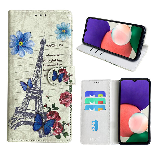 Ntech Hoesje geschikt voor Samsung Galaxy A22 Bookcase met Eiffel Toren /Parijs