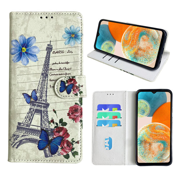Ntech Hoesje geschikt voor Samsung Galaxy A23 Bookcase met Eiffel Toren /Parijs