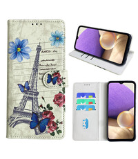 Ntech Samsung Galaxy A32 5G Bookcase met Eiffel Toren