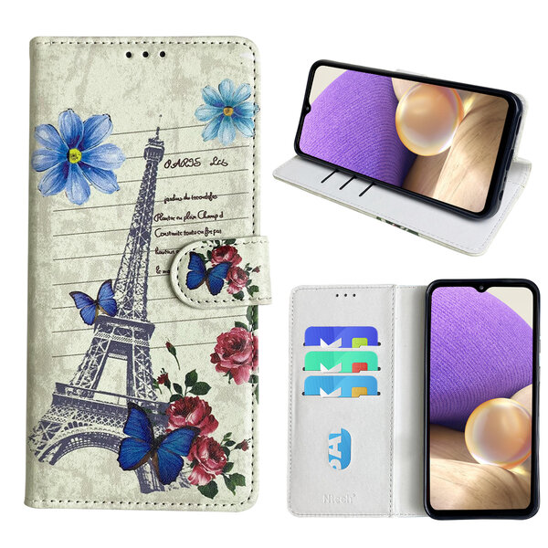 Ntech Hoesje geschikt voor Samsung Galaxy A32 5G Bookcase met Eiffel Toren /Parijs