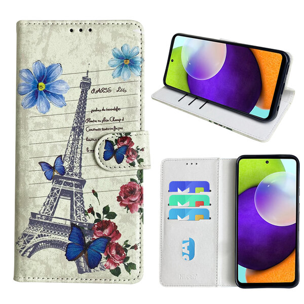 Ntech Hoesje geschikt voor Samsung Galaxy A52 Bookcase met Eiffel Toren /Parijs