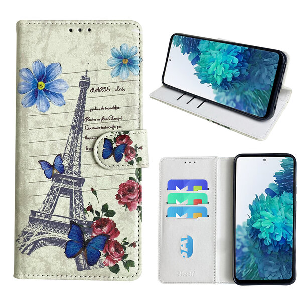 Ntech Hoesje geschikt voor Samsung Galaxy S20 FE 5G Bookcase met Eiffel Toren /Parijs