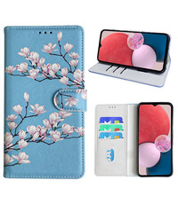Ntech Samsung Galaxy A13 4G Bookcase met blossom bloemen