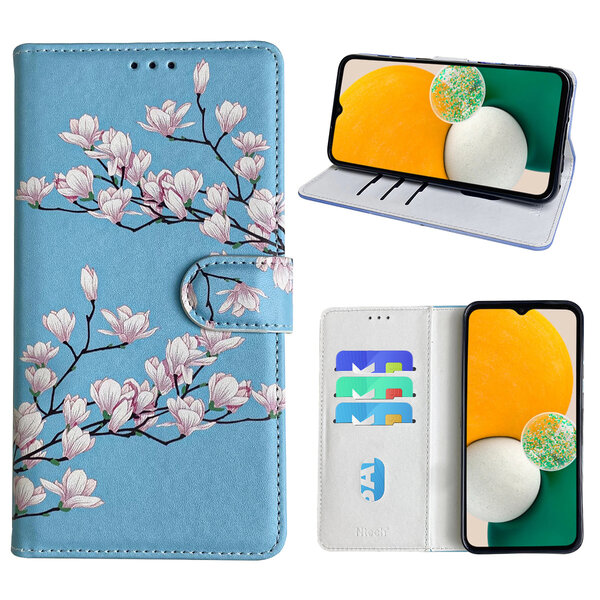 Ntech Hoesje geschikt voor Samsung Galaxy A13 5G Bookcase met blossom bloemen print