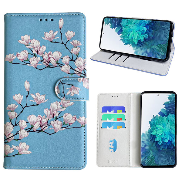 Ntech Hoesje geschikt voor Samsung Galaxy S20 FE 5G Bookcase met blossom bloemen print