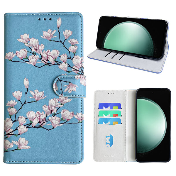 Ntech Hoesje geschikt voor Samsung Galaxy S23 FE Bookcase met blossom bloemen print