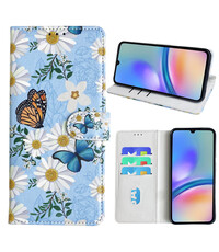 Ntech Samsung Galaxy A05s Bookcase met bloemen vlinder