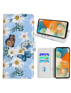 Ntech Samsung Galaxy A23 Bookcase met Bloemen vlinder
