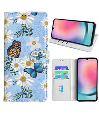 Ntech Samsung Galaxy A24 Bookcase met Bloemen vlinder