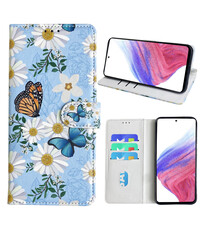 Ntech Samsung Galaxy A53 Bookcase met Bloemen vlinder