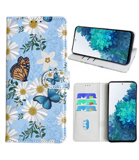 Ntech Samsung Galaxy S20 FE 5G Bookcase met Bloemen vlinder