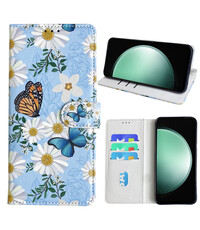 Ntech Samsung Galaxy S23 FE Bookcase met Bloemen vlinder