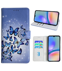 Ntech Samsung Galaxy A05s Bookcase met Blauw vlinder