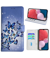 Ntech Samsung Galaxy A13 4G Bookcase met Blauw vlinder