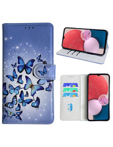 Ntech Samsung Galaxy A13 4G Bookcase met Blauw vlinder