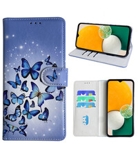 Ntech Samsung Galaxy A13 5G Bookcase met Blauw vlinder