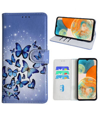 Ntech Samsung Galaxy A23 Bookcase met Blauw vlinder