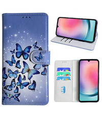 Ntech Samsung Galaxy A24 Bookcase met Blauw vlinder
