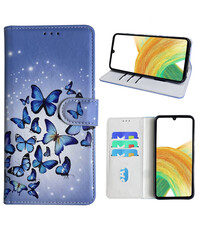 Ntech Samsung Galaxy A33 (4G/5G) Bookcase met Blauw vlinder