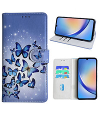 Ntech Samsung Galaxy A34 Bookcase met Blauw vlinder