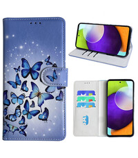 Ntech Samsung Galaxy A52 Bookcase met Blauw vlinder
