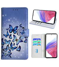 Ntech Samsung Galaxy A53 Bookcase met Blauw vlinder