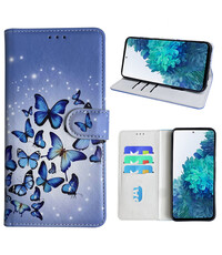 Ntech Samsung Galaxy S20 FE 5G Bookcase met Blauw vlinder