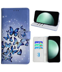 Ntech Samsung Galaxy S23 FE Bookcase met Blauw vlinder