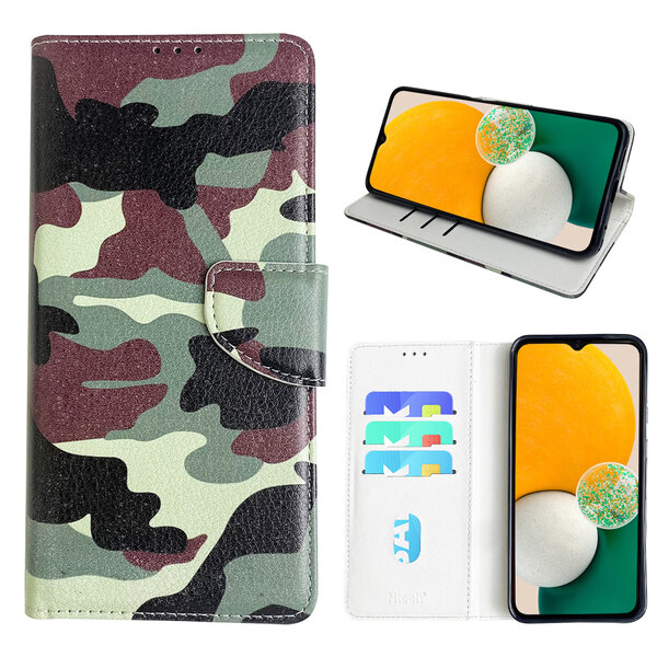 Ntech Hoesje geschikt voor Samsung Galaxy A13 5G Bookcase met camouflage print