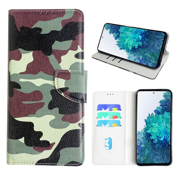 Ntech Hoesje geschikt voor Samsung Galaxy S20 FE 5G Bookcase met camouflage print
