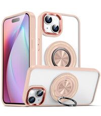 Ntech Hoesje Geschikt voor iPhone 15 Plus hoesje Transparant hard case Rose Goud