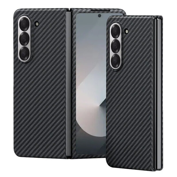 Ntech Hoesje Geschikt voor Samsung Galaxy Z Fold 6 backcover fiber carbon - Zwart