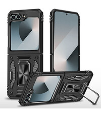 Ntech Samsung Galaxy Z Flip 6 hoesje met Ringhouder - Zwart