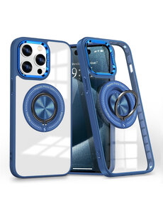 Ntech Hoesje Geschikt voor iPhone 15 Pro hoesje Transparant hard case Blauw