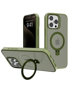 Ntech Hoesje Geschikt voor iPhone 15 Pro hoesje voor Magsafe Mat Transparant hard case Groen