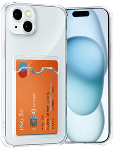 Ntech iPhone 15 Plus hoesje met kaarthouder transparant