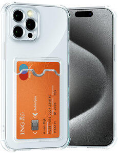 Ntech iPhone 15 Pro hoesje met kaarthouder transparant
