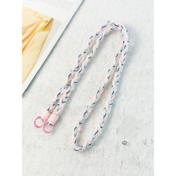 Ntech Ntech Telefoonkoord Roze / Blauw - Verstelbare Telefoonketting - Universeel Koord Geschikt voor samsung , iPhone, Moto, LG, xiaomi, Telefoon