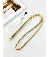 Ntech Ntech Telefoonkoord Kristal  Goud - Verstelbare Telefoonketting 1.2m