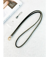 Ntech Ntech Telefoonkoord Kristal  Zwart - Verstelbare Telefoonketting 1.2m