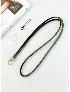 Ntech Ntech Telefoonkoord Kristal  Zwart - Verstelbare Telefoonketting 1.2m